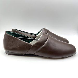 13W 13 WIDE Pamir Mens Brown Leather Slip On Comfort Slippers New‎
